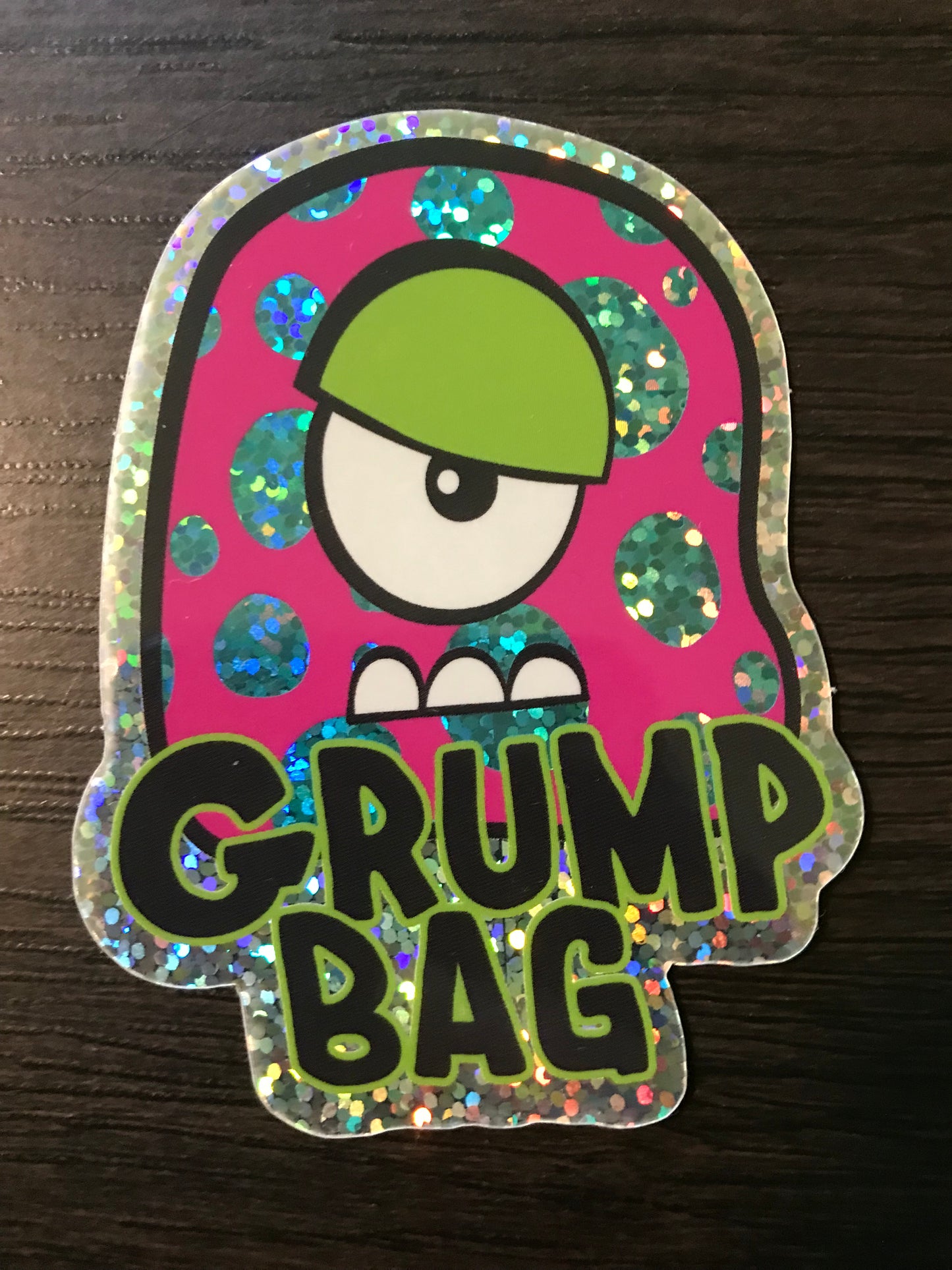 Grump Bag Sticker - Glitter